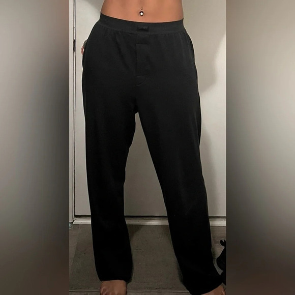 Skims Loose Loungewear Boyfriend Pant Onyx Straight Leg M L - Picture 5 of 11